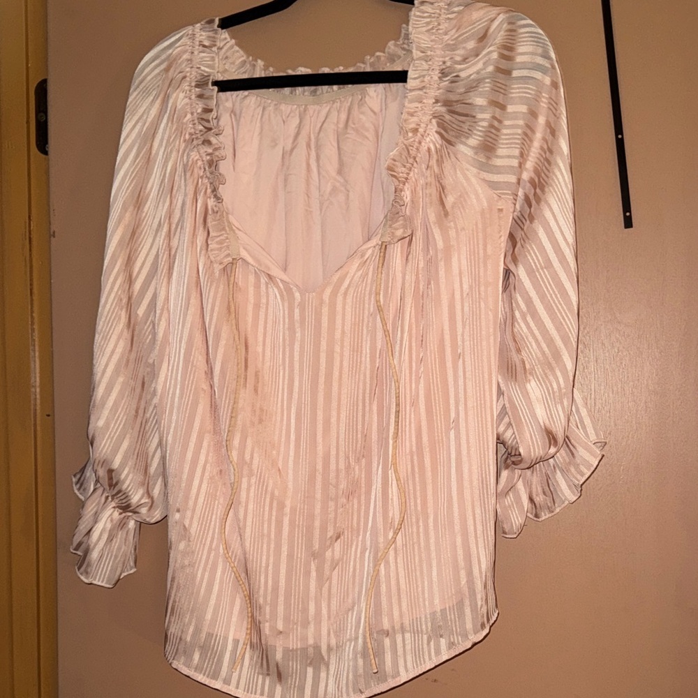 Chic Ruffled Striped Blouse